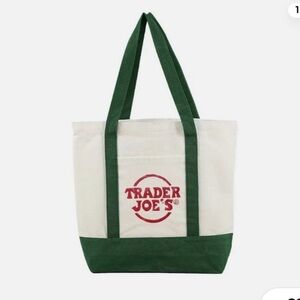 Trader Joe's Green Canvas Mini Tote Bag